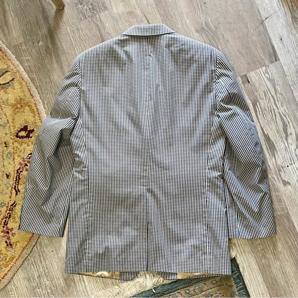 Orivs Classic Blue and Tan Gingham Three-Button Sport Coat Blazer Size 38R - Picture 13 of 16